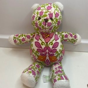 Vera Bradley Baby Lilli Bell Teddy Bear Plush Animal Pink Green Flower 10" 2012